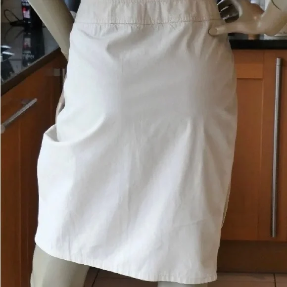 ARMANI JEANS* Ladies COTTON WRAP SKIRT Pleat Front Light Beige UK10 EC rrp£190 - Picture 3 of 6